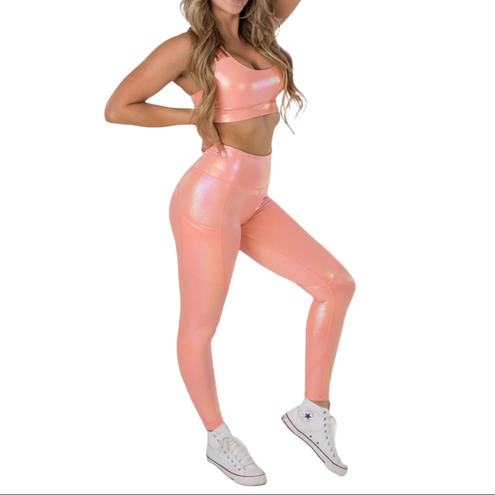 Curves n Combat Boots Pink Pearl V1 Shimmer Legging | M